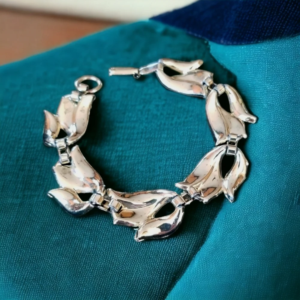 Vintage Mid Century Goldtone Link Metal Bracelet